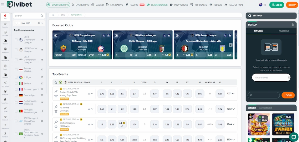 Ivibet sports betting page.