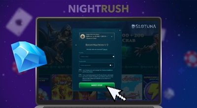 Laptop showing Slotuna website sign up pop up.