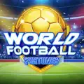 A massive golden soccer ball floats above a stadium field with the title WORLD FOOTBALL FORTUNES.