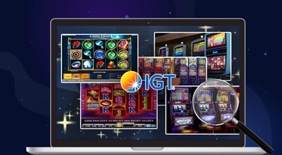 Laptop showing IGT games.