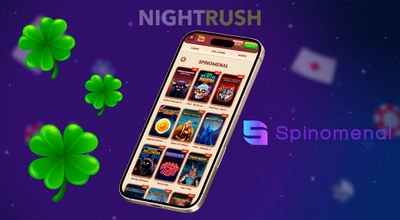Mobile view of an online casino featuring Spinomenal slot games.