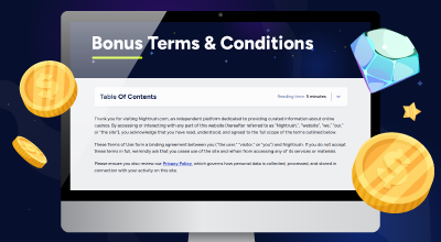 Bonus terms and conditions page displayed on a computer screen.