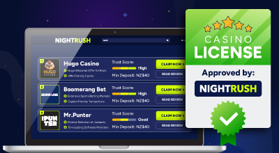 Laptop recommendation screen with license approval badge.