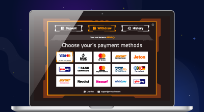 Casino deposit screen prompting user to select an amount.