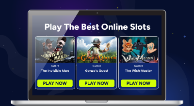 Online casino image showing best slots and play now options.