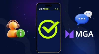 A phone shows a verification check, the MGA and customer support logos around it.