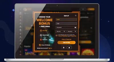 Online casino registration page