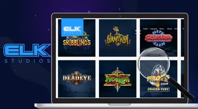 ELK Studios slot games showing on a laptop