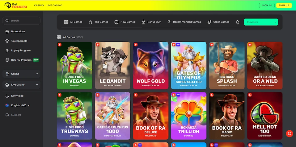 BetPRIMEIRO Casino slot games.