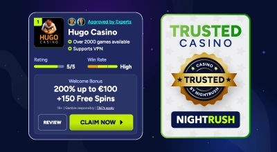 Trusted online casinos by Nightrush are displayed.