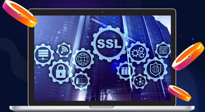 Laptop displaying SSL security and protection