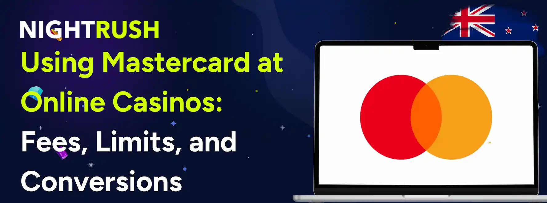 Using Mastercard at Online Casinos: Fees, Limits and Conversions with a Mastercard logo on a laptop.