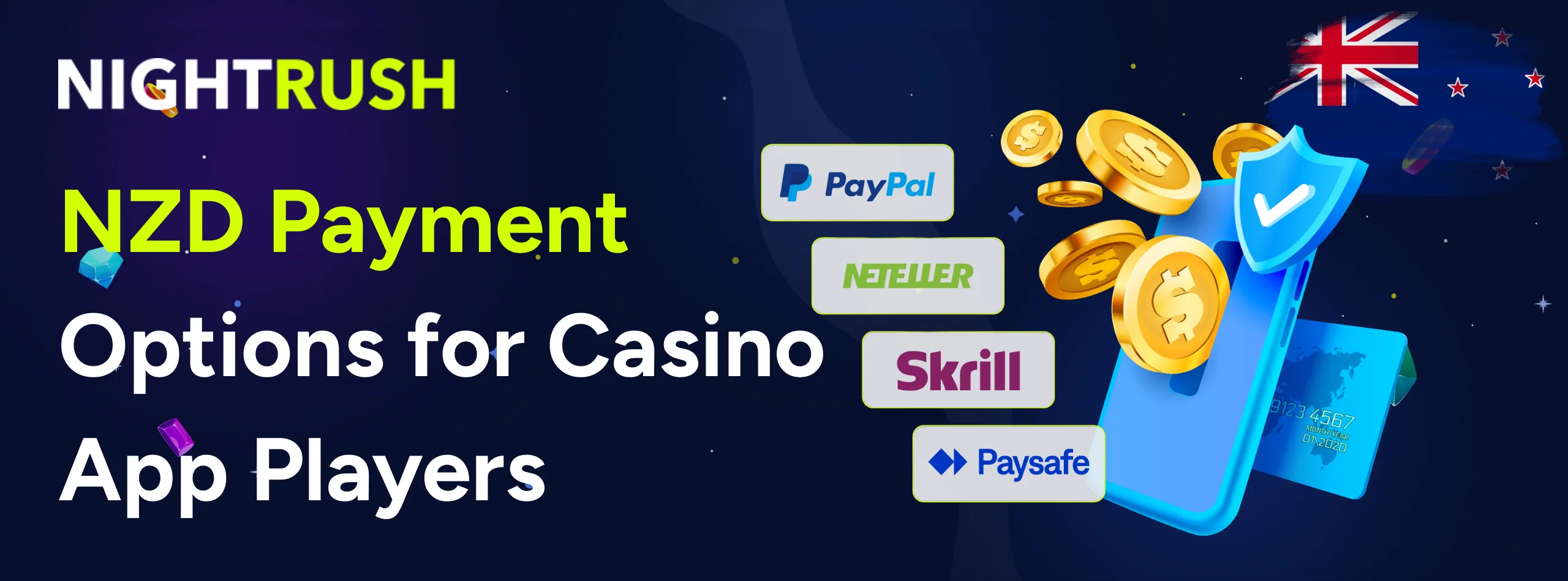 Banner with the text NZD Payment Options for Casino App Players