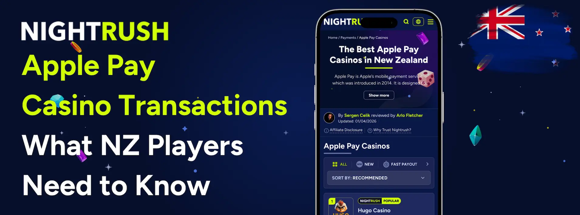 A promotional banner about the use of Apple Pay at NZ online casinos.