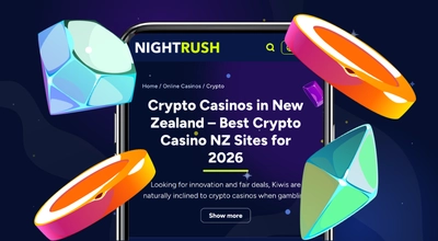 A smartphone displaying a guide for the best crypto casinos in New Zealand.