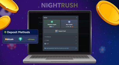 Laptop displaying a casino registration form and welcome bonus popup.