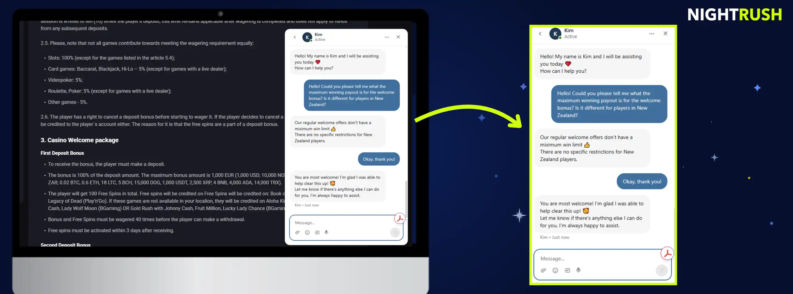 Live chat with Lucky Vibe Casino.