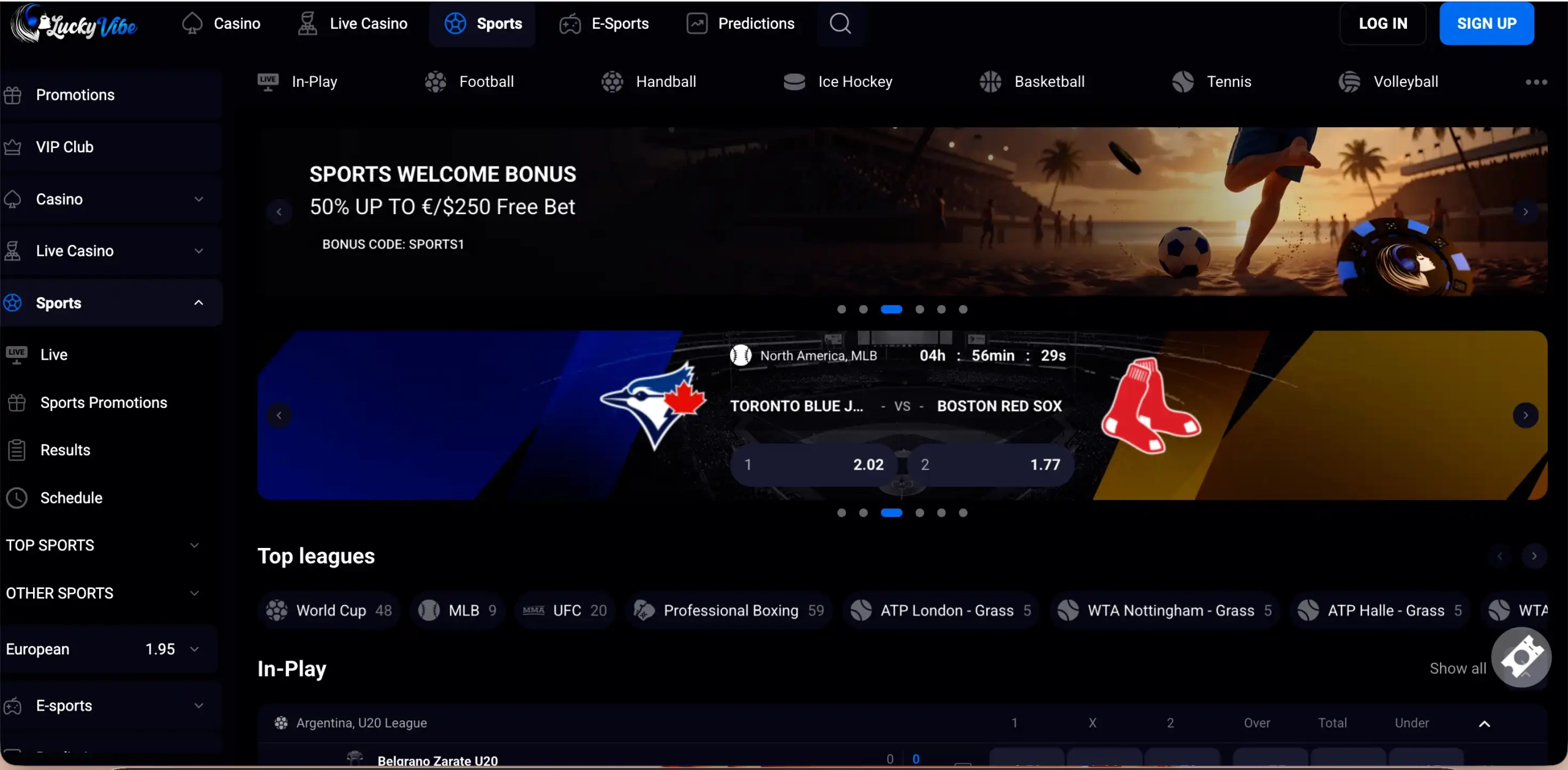 Lucky Vibe sportsbook.