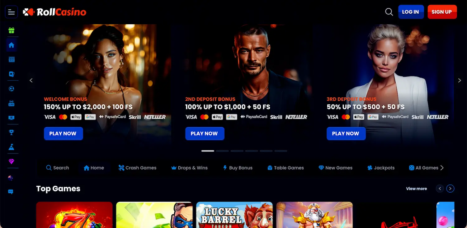 RollCasino homepage.