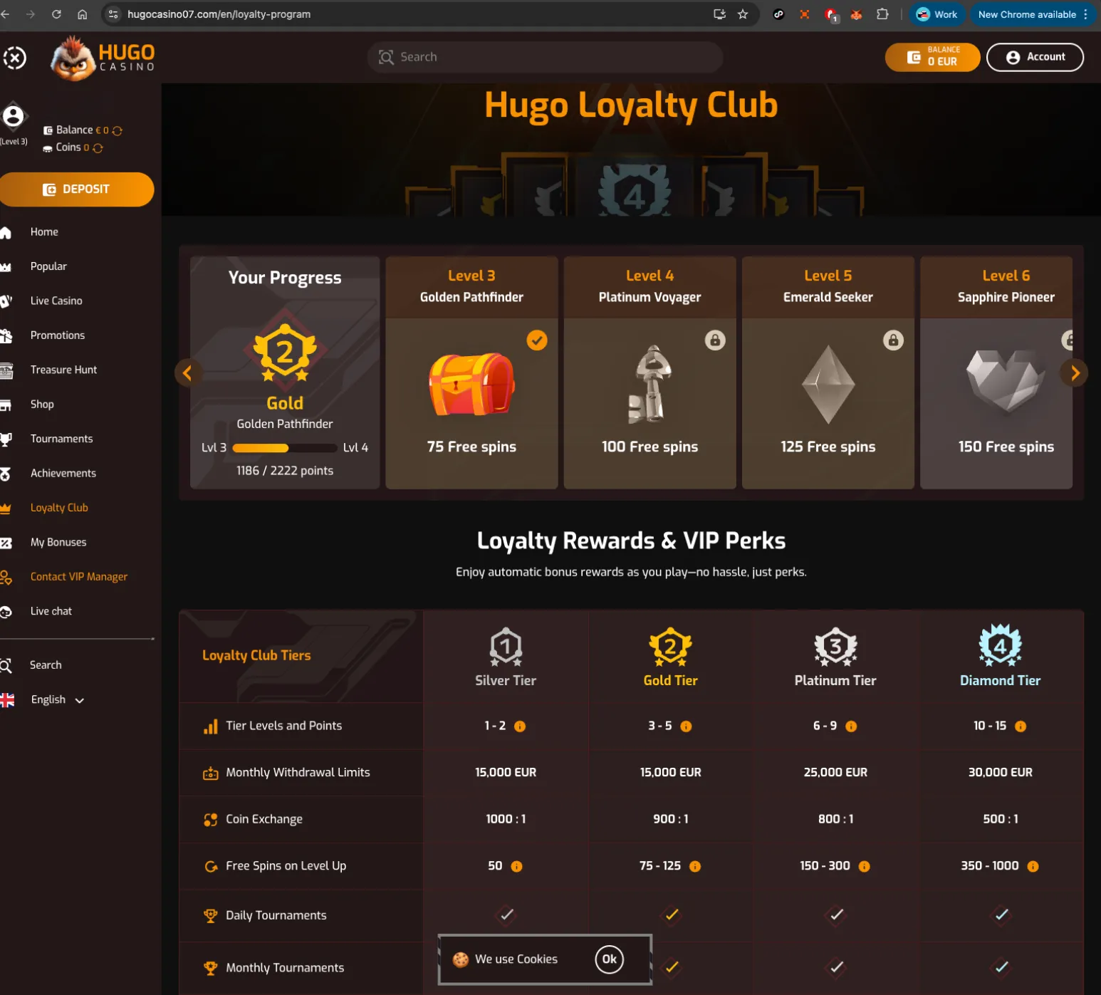 Hugo Casino VIP club.