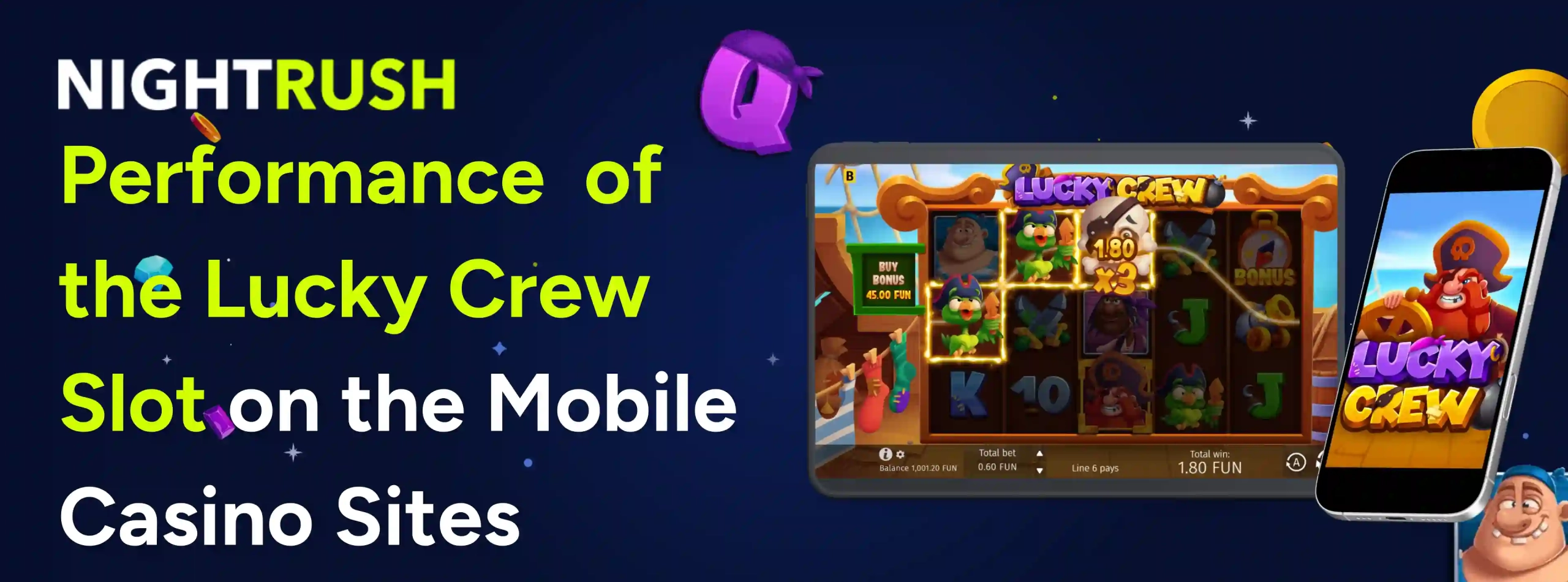 Performance of the Lucky Crew Slot on the Mobile Casino Sites with Lucky Crew on mobile.