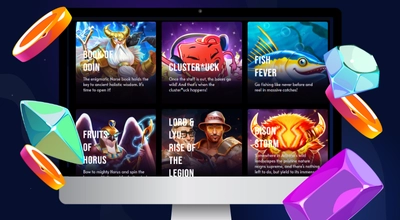 TruLab games on a screen with casino items on a starry background.