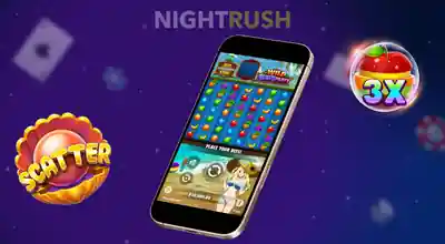 A phone with the Wild Beach Party slot and its special symbols in a dark setting.