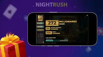 Snake’s Gold Dream Drop gameplay on a phone with a gift box against a starry setting.