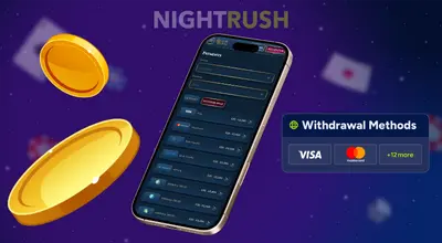 A mobile phone displays a casino withdrawal form for cashing out winnings.