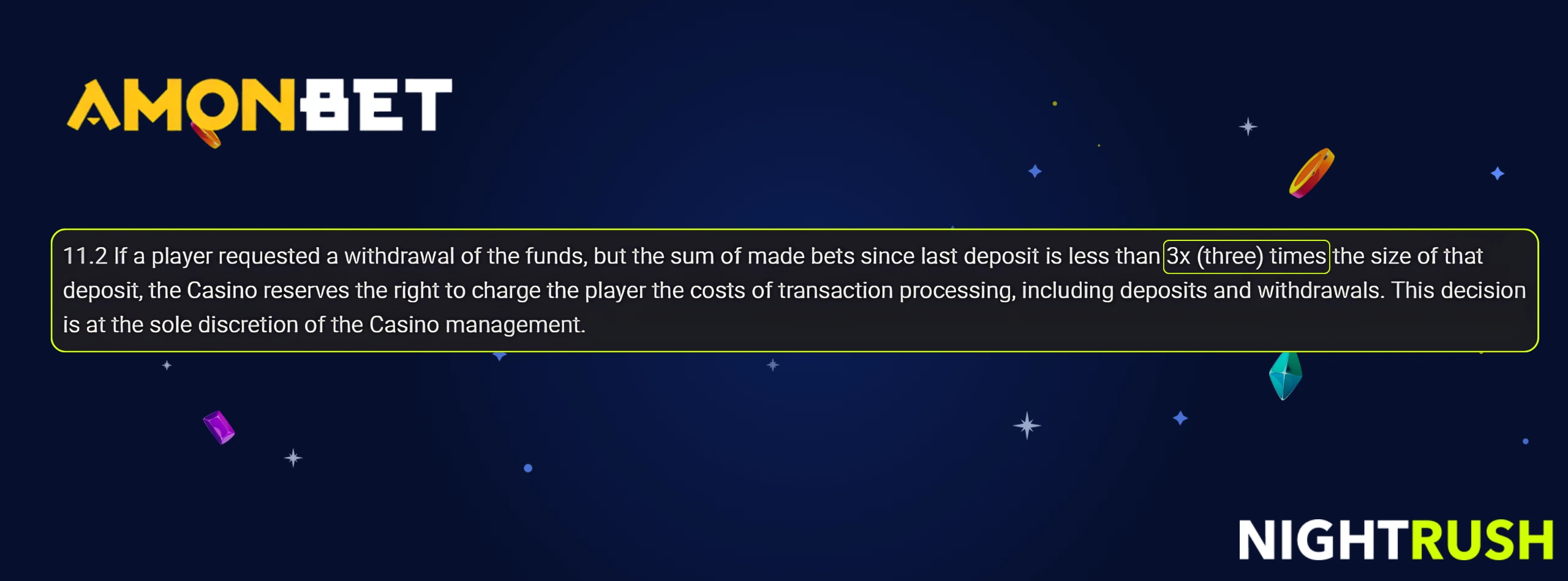 Amonbet Casino 3x withdrawal rule