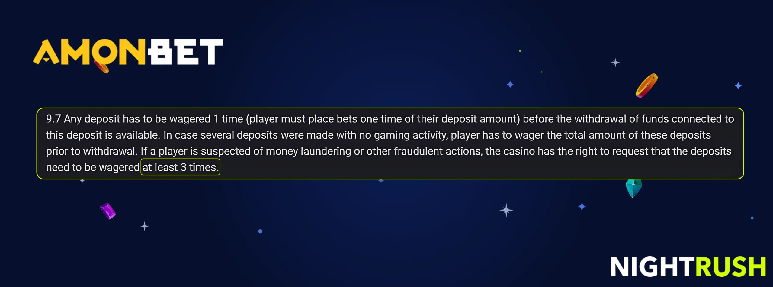 Amonbet Casino withdrawal rule