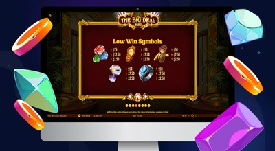 Laptop shows The Big Deal Deluxe slot's paytable.