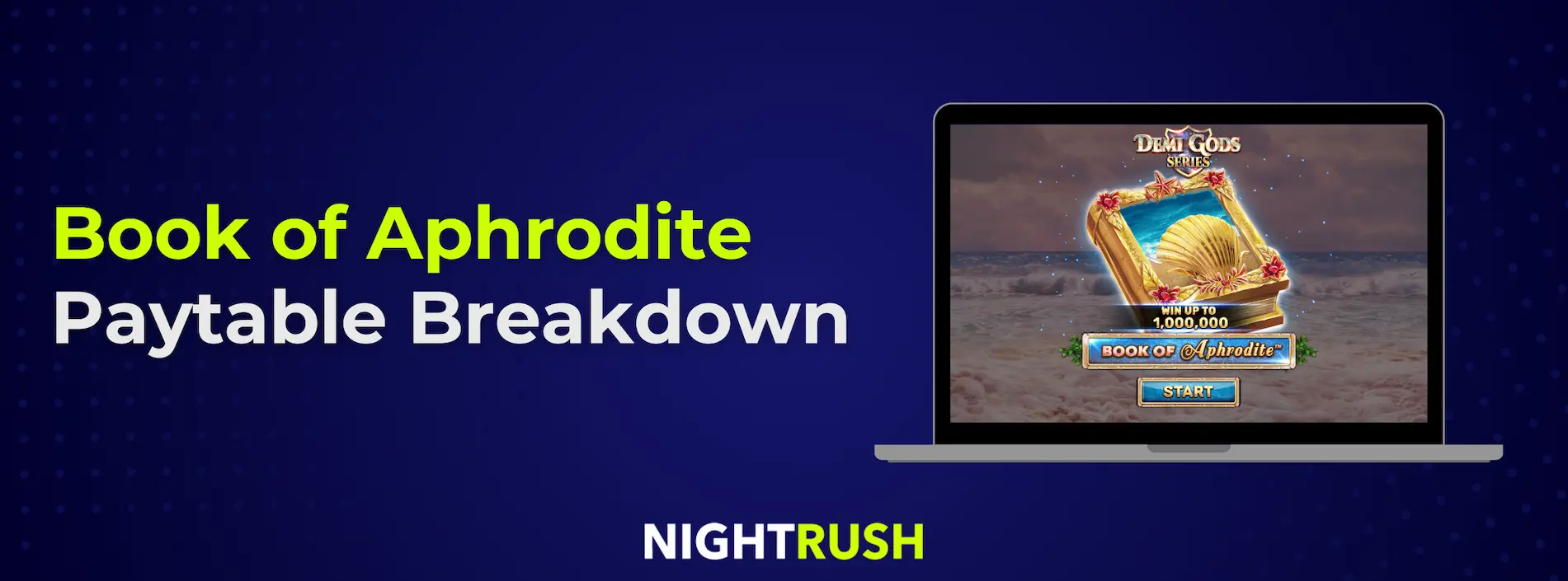 Banner with the text Book of Aphrodite paytable.