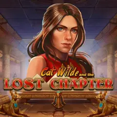Cat Wilde and the Lost Chapter slot's logo against a grey background.