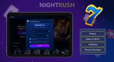 Smartphone screen showing the final registration step for a casino account.
