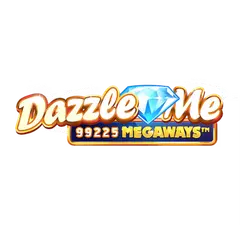 Colourful Dazzle Me Megaways logo featuring glossy, multifaceted blue and red gemstones.