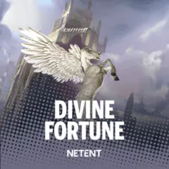 Divine Fortune slot against a grey castle setting.