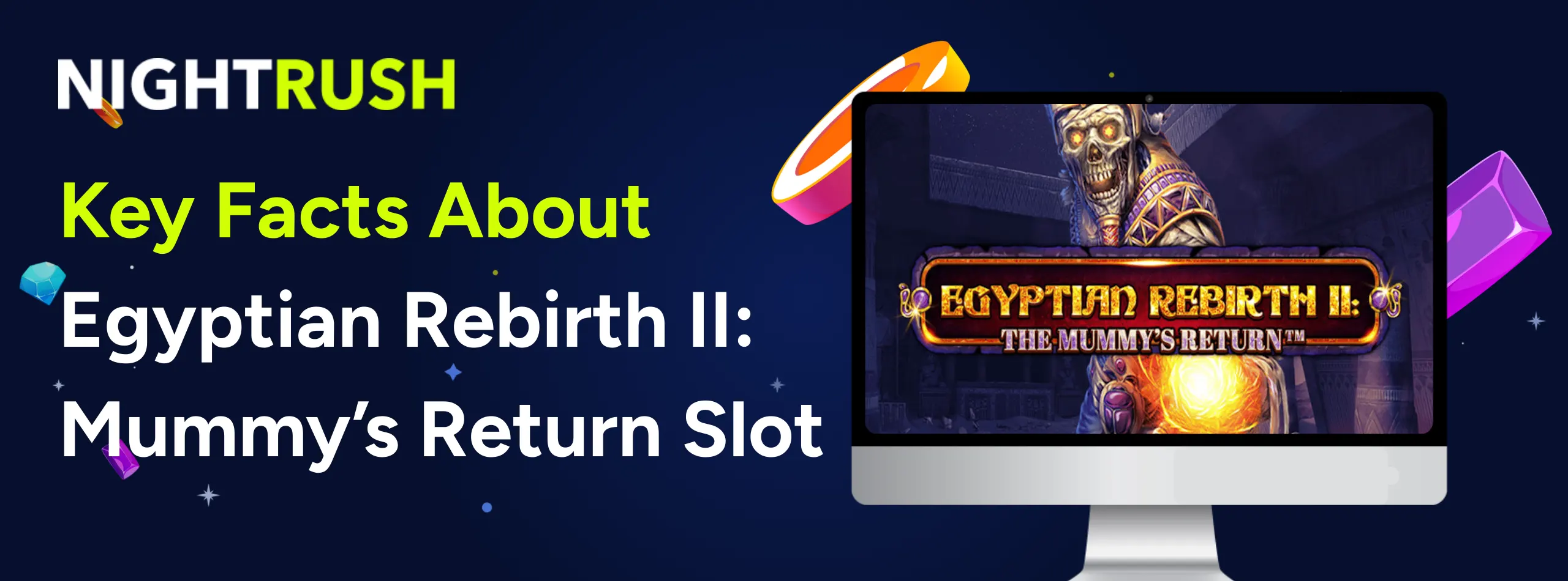 A computer screen showing the Egyptian Rebirth II: Mummy’s Return slot.