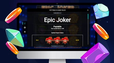 Laptop shows Epic Joker slot's infos.