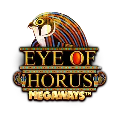 Ancient Egyptian themed Eye of Horus logo with golden text on a dark background.