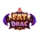 Cartoonish Fat Drac logo featuring a chubby vampire character and bat wings.