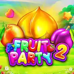 Fruit Party 2 slot with selected fruit against a green background.
