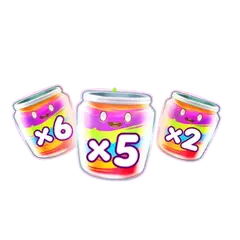 Three distinct jars in bright colors, each marked with the numeral, set against a simple backdrop.