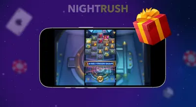 Heist Stakes gameplay on a phone with a gift box against a purple background.