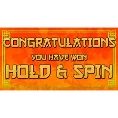 Banner showing Congratulations you have won Hold & Spin text on Floating Dragon Megaways