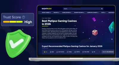 Platipus online casinos with a high trust score