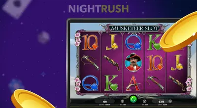 Smartphone screen displaying the Musketeer slot game from iSoftBet.