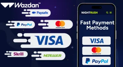 Infographic showing phone with payment methods, Wazdan logo.