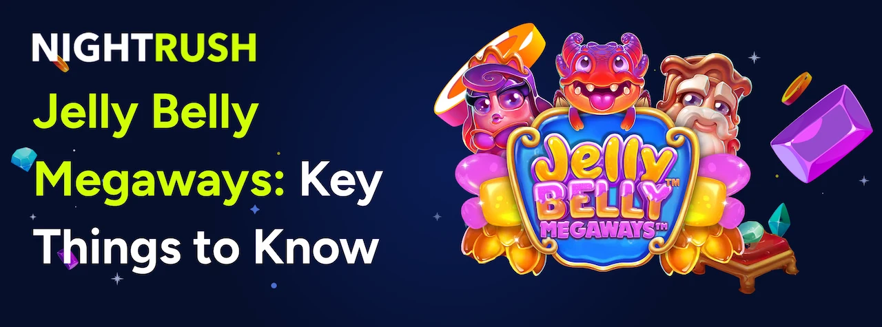 The Jelly Belly Megaways logo and text on a blue background.