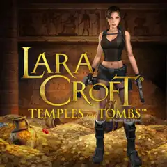Lara Croft: Temples and Tombs slot against a temple setting.